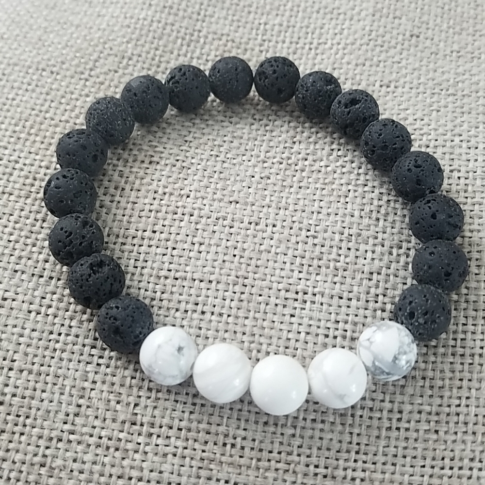 Howlite Lava Bead Bracelet